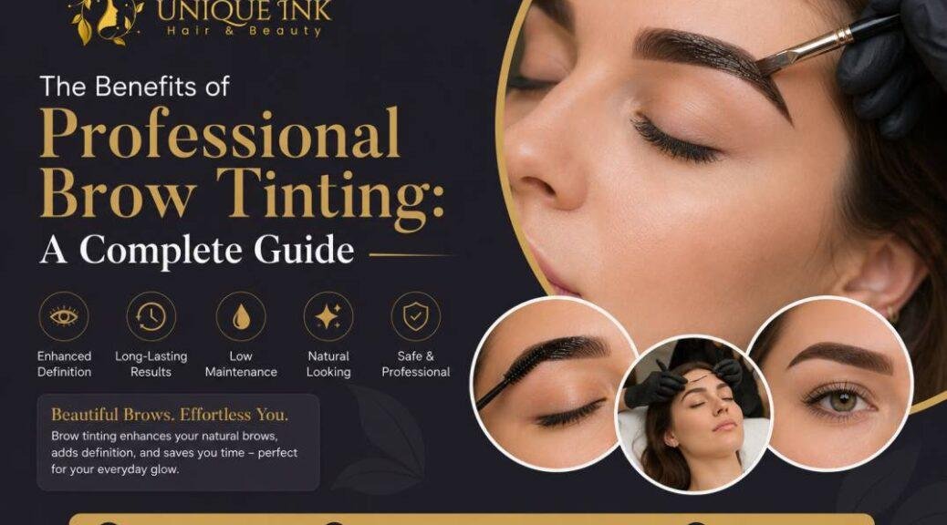 Professional brow tinting treatment at a beauty salon in Mandurah